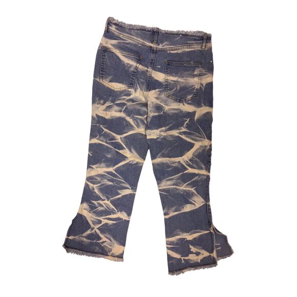 Vintage Y2K Younique Wide Leg Jeans Sz 5 Small Distressed Frayed Patterned Denim - Picture 5 of 6